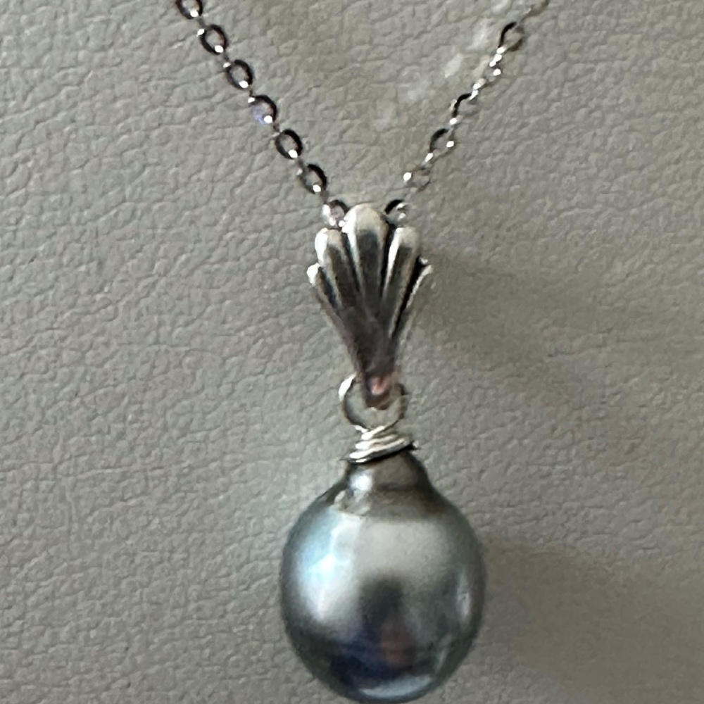 HANDMADE 8.7mm Wide Baroque TAHITIAN Cultured Pearl Necklace - 925 Silver